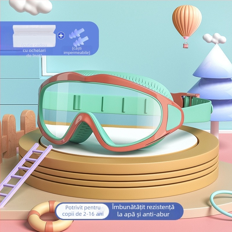 Youyou Set ochelari de înot pentru copii cu şapcă – lentile PC, anti ceață, impermeabili, ramă mare