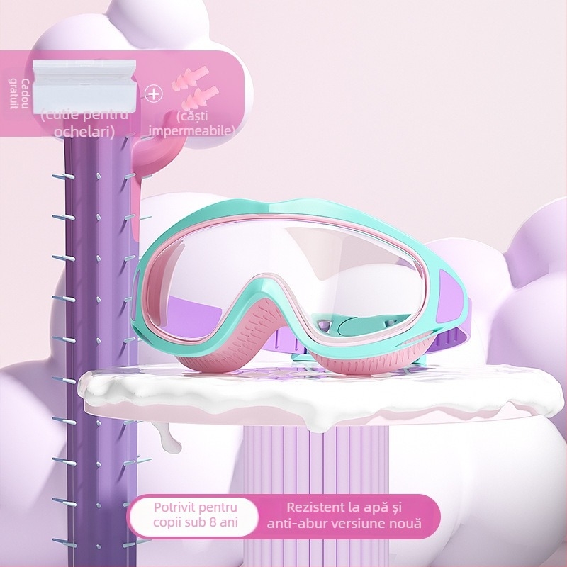 Youyou Set ochelari de înot pentru copii cu şapcă – lentile PC, anti ceață, impermeabili, ramă mare