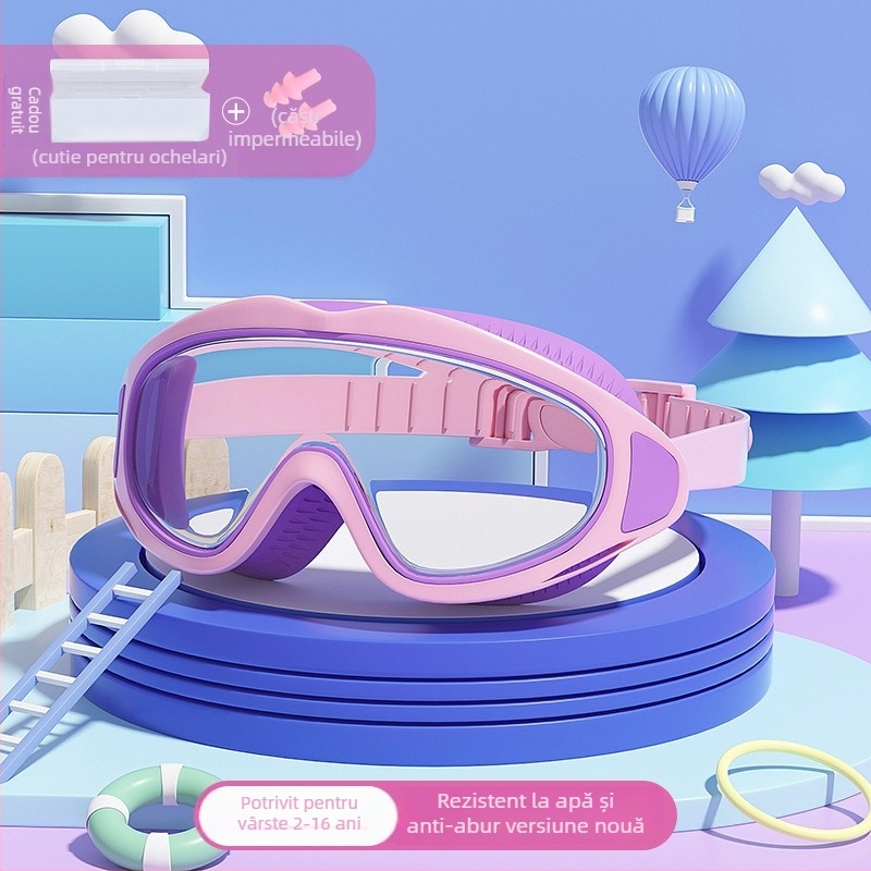 Youyou Set ochelari de înot pentru copii cu şapcă – lentile PC, anti ceață, impermeabili, ramă mare