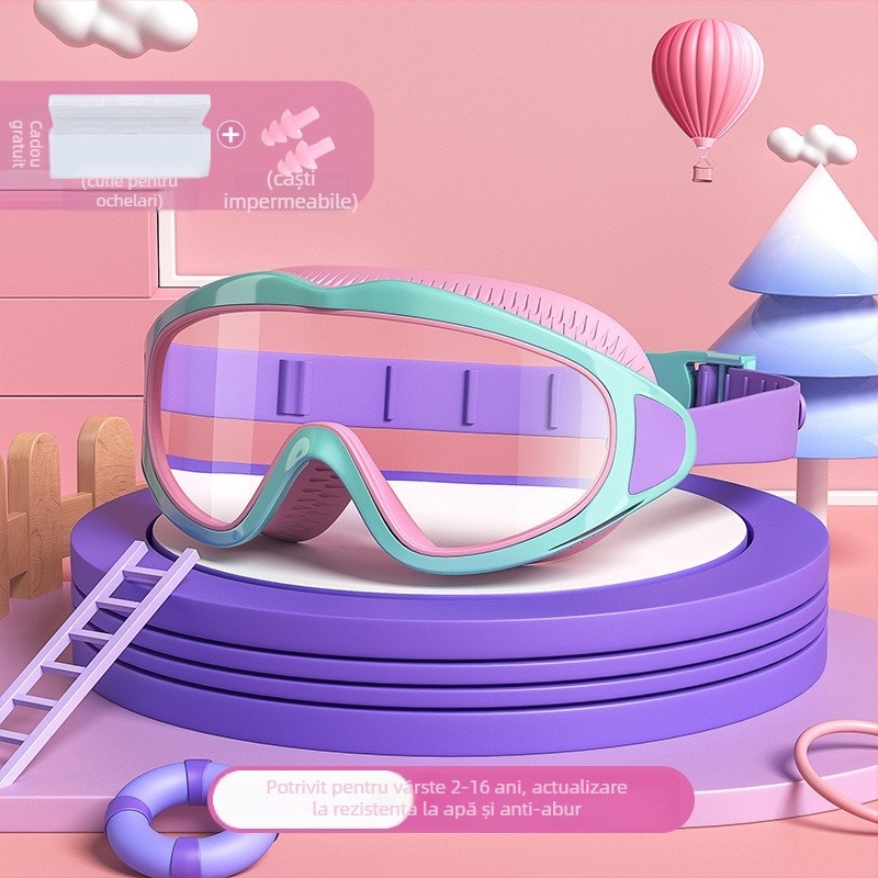 Youyou Set ochelari de înot pentru copii cu şapcă – lentile PC, anti ceață, impermeabili, ramă mare