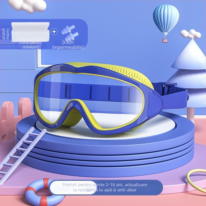 Youyou Set ochelari de înot pentru copii cu şapcă – lentile PC, anti ceață, impermeabili, ramă mare