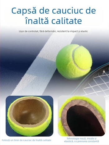 Lydoo Minge de tenis pentru antrenament – înaltă elasticitate și durabilitate; structură: strat interior din cauciuc + lână/fibră chimică; personalizabilă la cerere cu frânghie; potrivită pentru tenis de masă și badminton.