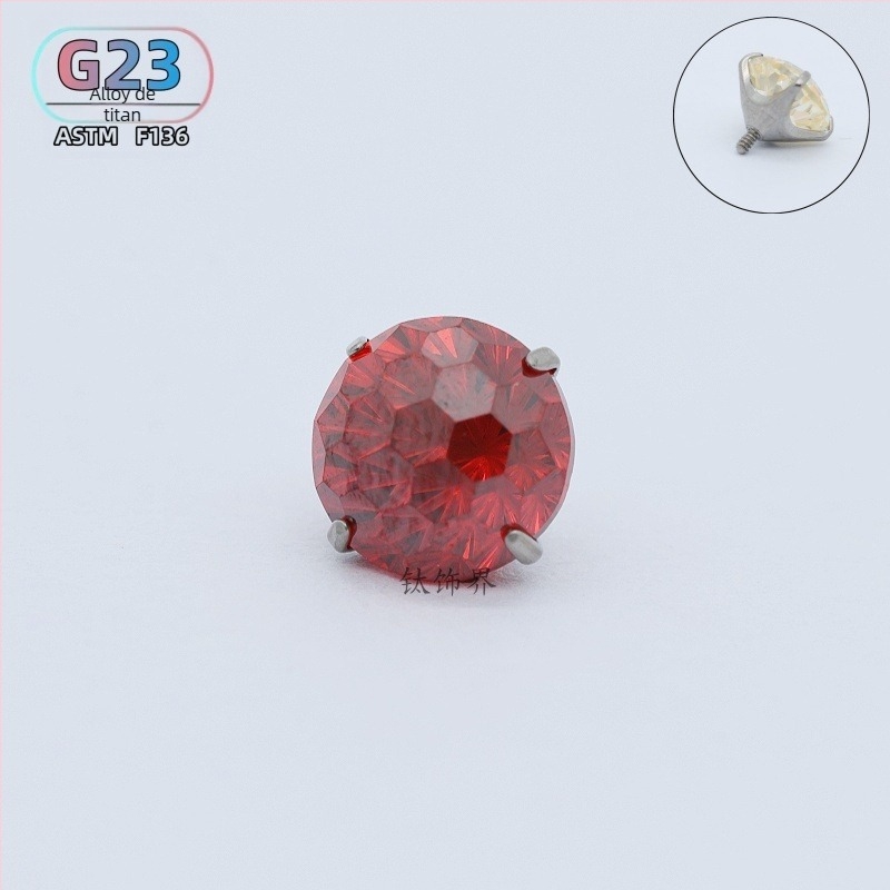 Cercei pentru urechi din aliaj de titan cu cristale zircon, formă rotundă, filet interior