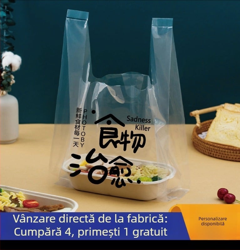 Geantă transparentă de unică folosință pentru fructe și deserturi pentru livrare, grosime dublă 8 fibre, origine Anhui, capacitate zilnică 100000