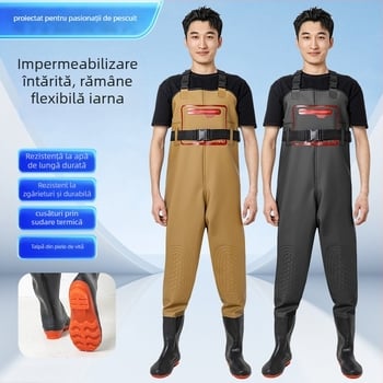 Îmbrăcăminte de pescuit impermeabilă, cu pantaloni de apă integrați, unisex, rezistentă la abraziune, pentru toate anotimpurile