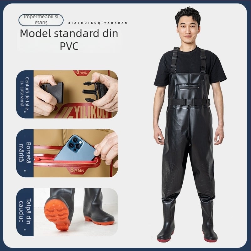 Îmbrăcăminte de pescuit impermeabilă, cu pantaloni de apă integrați, unisex, rezistentă la abraziune, pentru toate anotimpurile