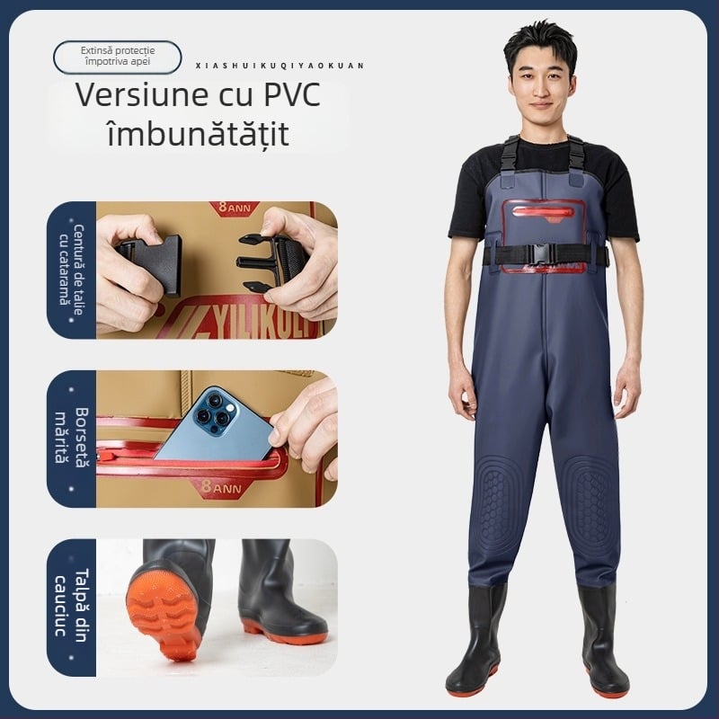 Îmbrăcăminte de pescuit impermeabilă, cu pantaloni de apă integrați, unisex, rezistentă la abraziune, pentru toate anotimpurile