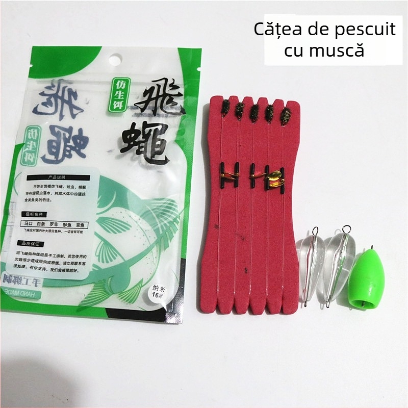 Set de cârlige pentru pescuit la muște pentru începători, năluci în stil minnow, cârlige de mansetă, cârlige de muște și accesoriu pentru cap cu paiete