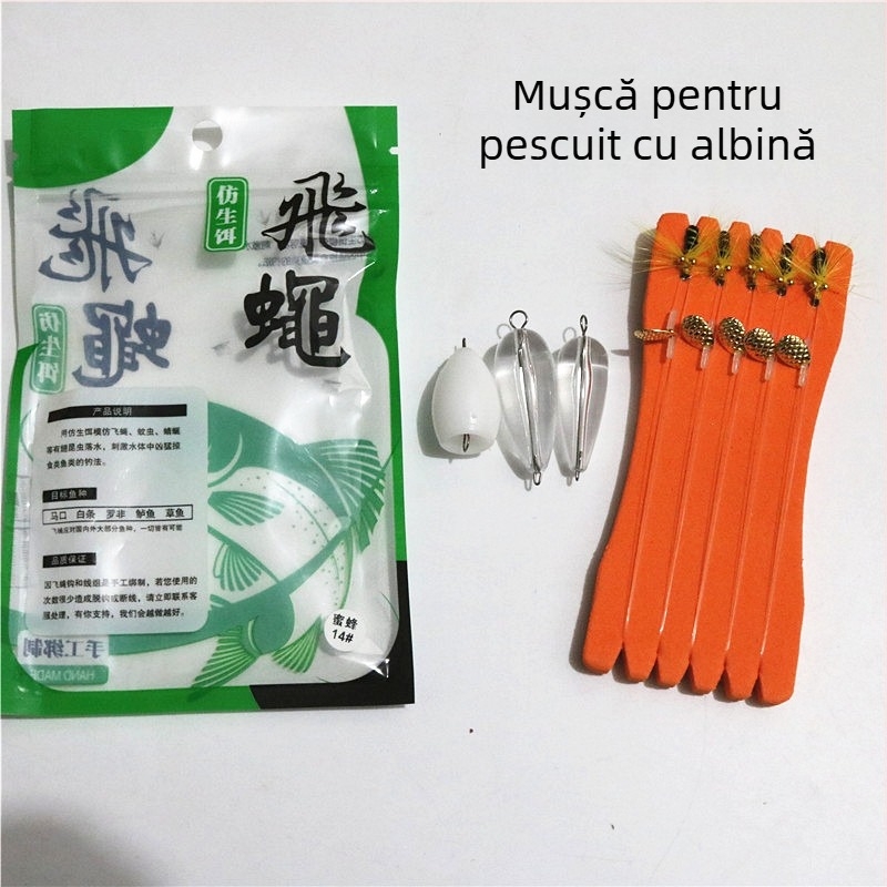 Set de cârlige pentru pescuit la muște pentru începători, năluci în stil minnow, cârlige de mansetă, cârlige de muște și accesoriu pentru cap cu paiete