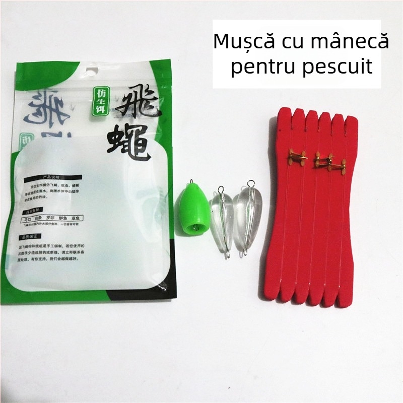 Set de cârlige pentru pescuit la muște pentru începători, năluci în stil minnow, cârlige de mansetă, cârlige de muște și accesoriu pentru cap cu paiete