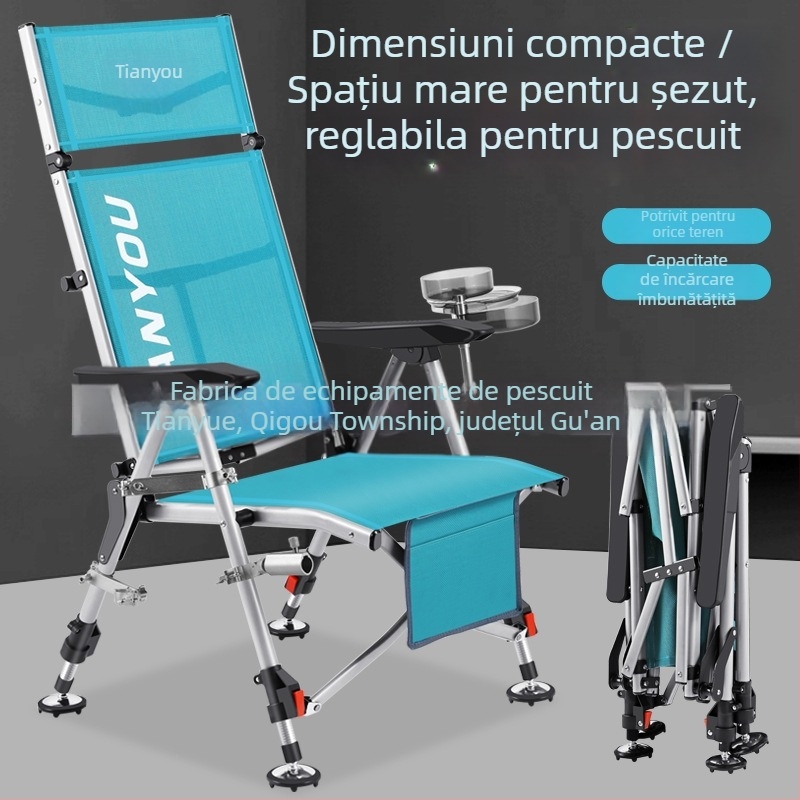 Scaun de pescuit, stil european, pliabil, portabil, pentru toate terenurile — oțel carbon, Tianyou