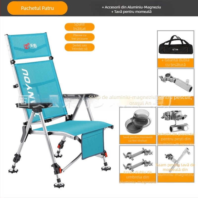 Scaun de pescuit, stil european, pliabil, portabil, pentru toate terenurile — oțel carbon, Tianyou
