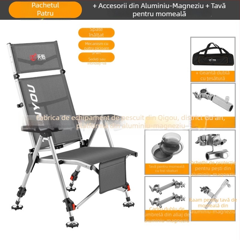 Scaun de pescuit, stil european, pliabil, portabil, pentru toate terenurile — oțel carbon, Tianyou