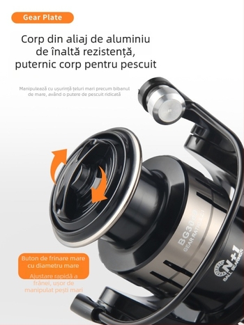 HAUT TON mulinetă de pescuit spinning din metal integral, pentru aruncări lungi, rezistentă la apă sărată