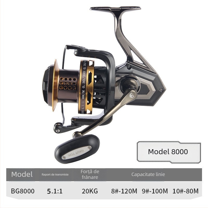 HAUT TON mulinetă de pescuit spinning din metal integral, pentru aruncări lungi, rezistentă la apă sărată