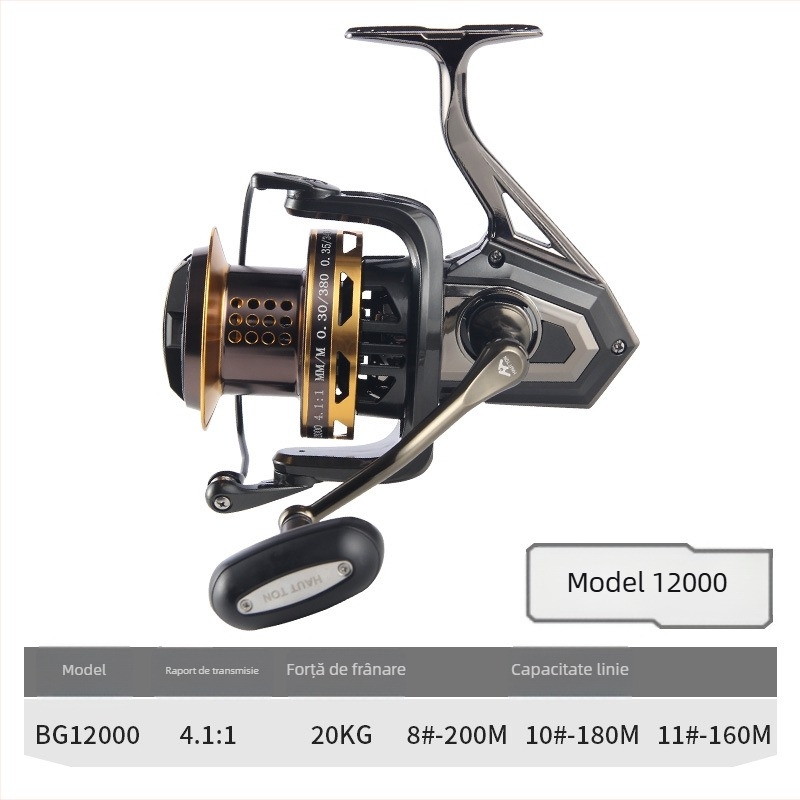 HAUT TON mulinetă de pescuit spinning din metal integral, pentru aruncări lungi, rezistentă la apă sărată