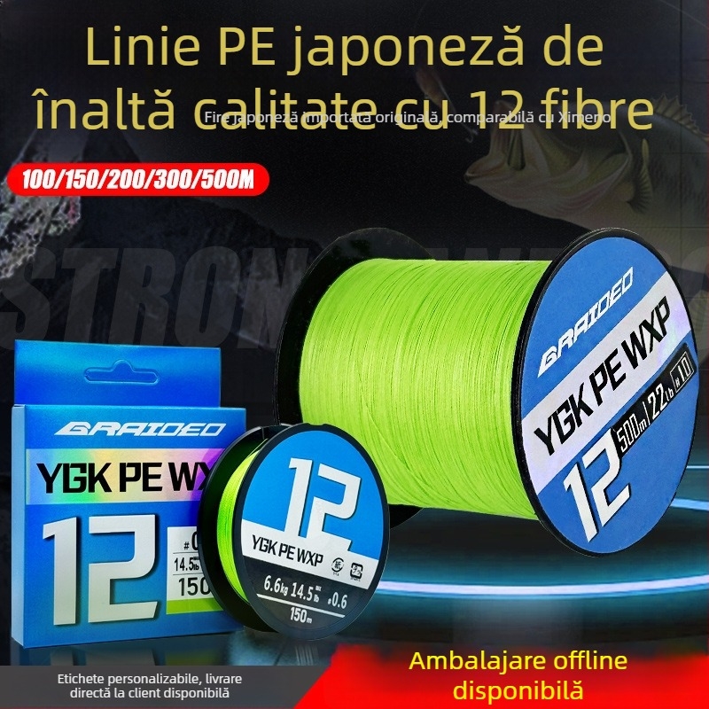 Linie principală PE, 12 fire, pentru năluci, ultra netedă, 10–100 lb, ygk pe wxp