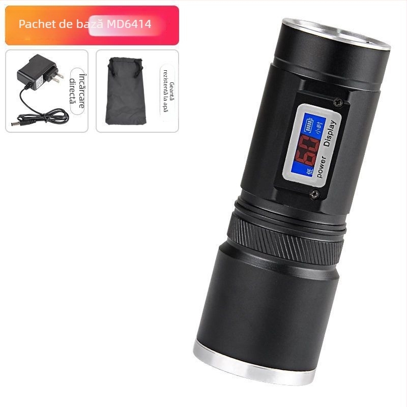 Lampa de pescuit de noapte cu patru surse de lumină, zoom, turelă laser de înaltă putere, alimentată cu baterii