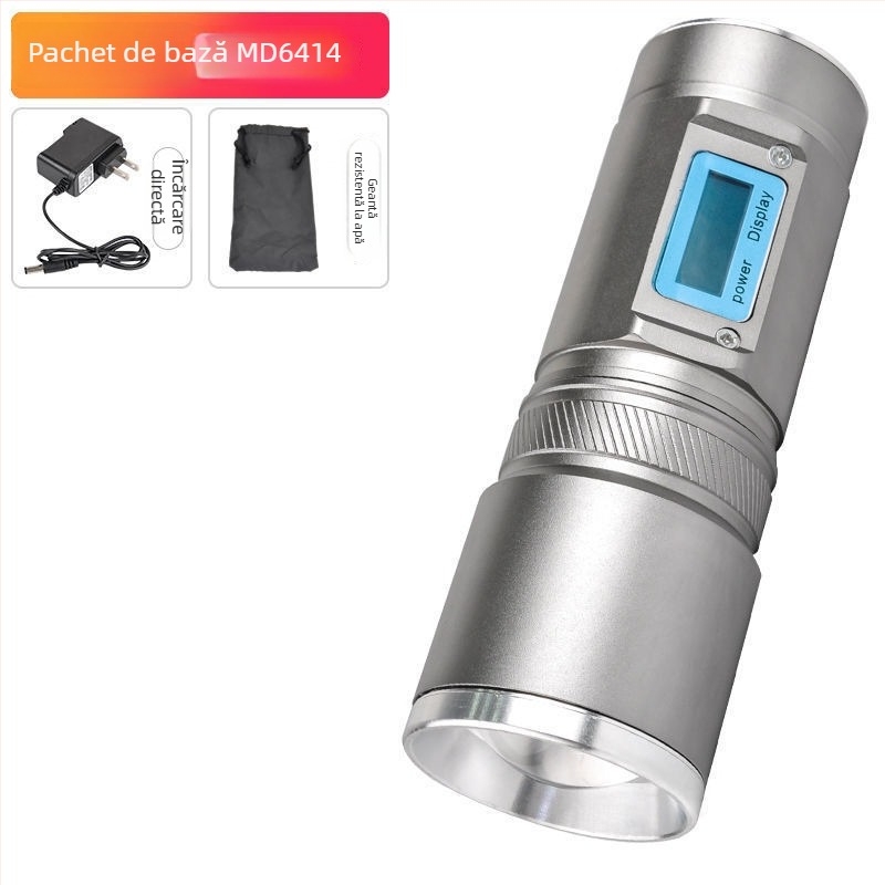 Lampa de pescuit de noapte cu patru surse de lumină, zoom, turelă laser de înaltă putere, alimentată cu baterii