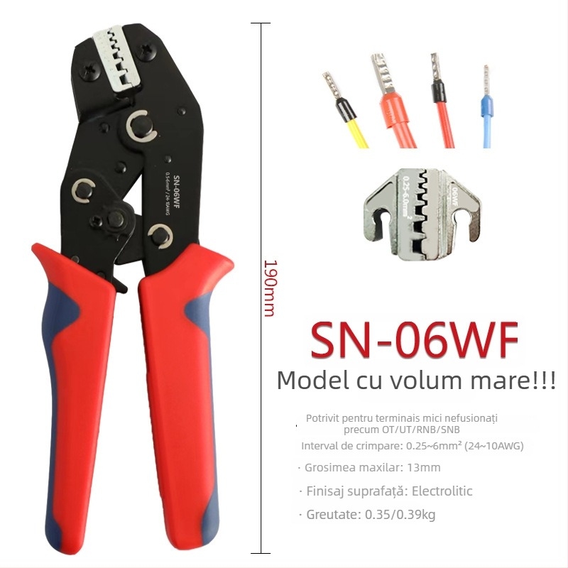 SN-58B clește de crimpat cu clichet pentru terminale de cablaj auto, presare la rece, greutate 0.4