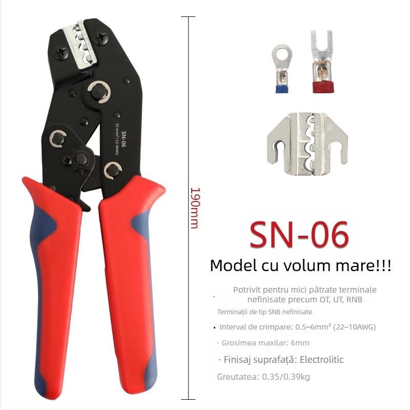 SN-58B clește de crimpat cu clichet pentru terminale de cablaj auto, presare la rece, greutate 0.4