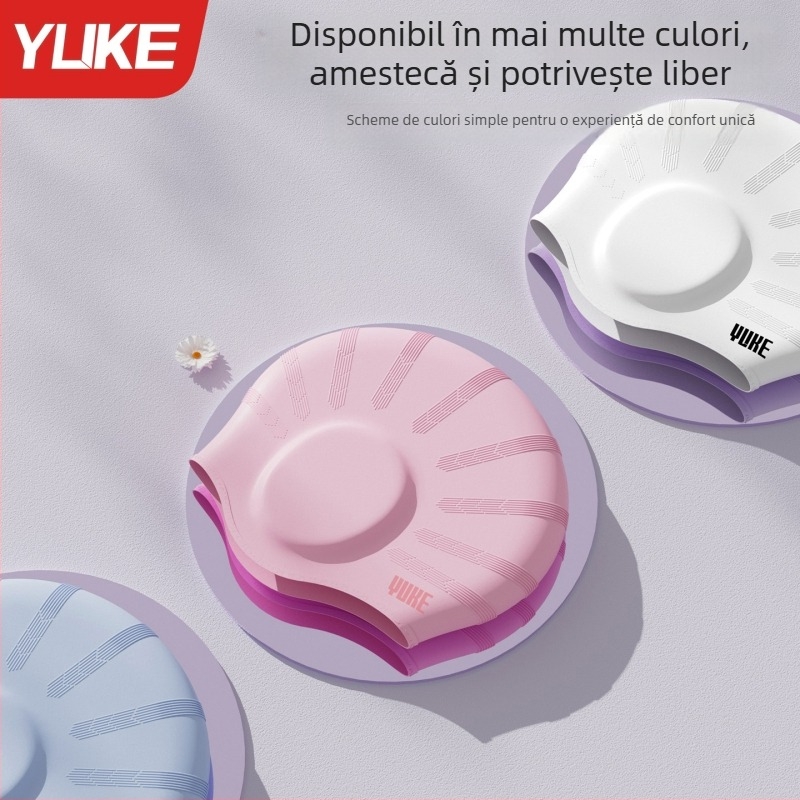 Șapcă de înot din silicon pentru adulți cu protecție pentru urechi – set șapcă + ochelari de înot, circumferință mărită a capului