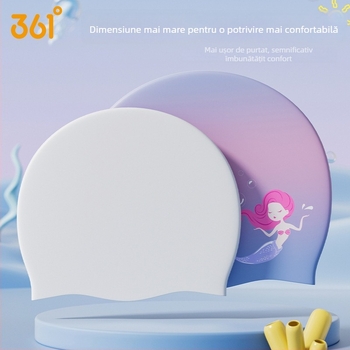 361° Pălărie de înot din silicon pentru copii – imprimeu, impermeabilă, protecție urechi