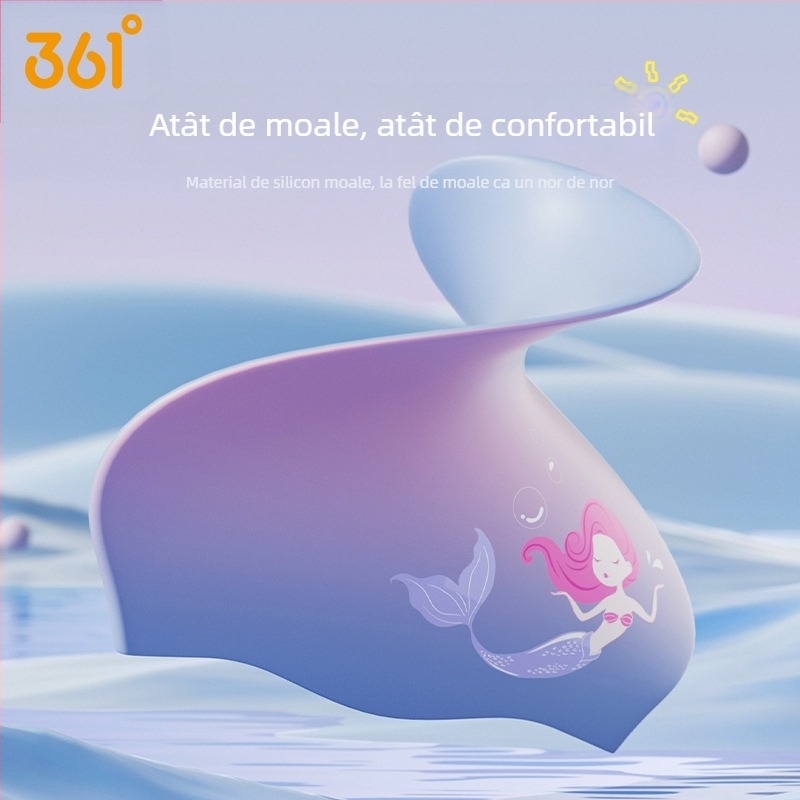 361° Pălărie de înot din silicon pentru copii – imprimeu, impermeabilă, protecție urechi