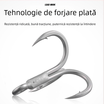 Cârlig de ancoră pentru pescuit maritim BKK, model 6071-4X-HG, cu trei cârlige, întărire de patru ori, anticoroziv