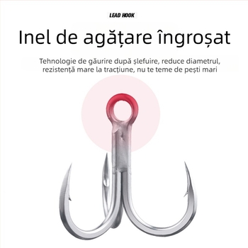 Cârlig de ancoră pentru pescuit maritim BKK, model 6071-4X-HG, cu trei cârlige, întărire de patru ori, anticoroziv