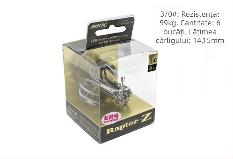 Cârlig de ancoră pentru pescuit maritim BKK, model 6071-4X-HG, cu trei cârlige, întărire de patru ori, anticoroziv