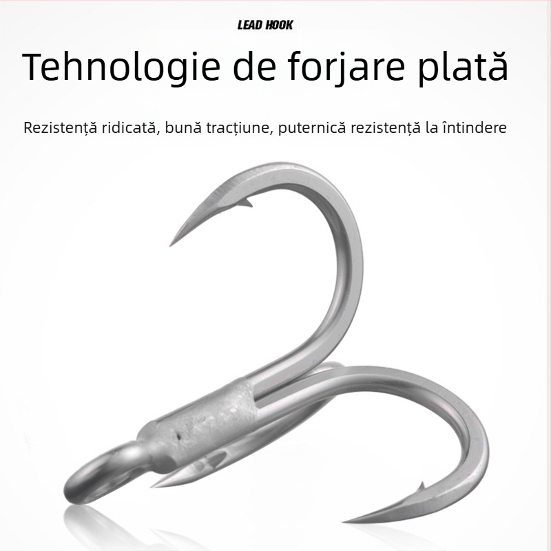 Cârlig de ancoră pentru pescuit maritim BKK, model 6071-4X-HG, cu trei cârlige, întărire de patru ori, anticoroziv