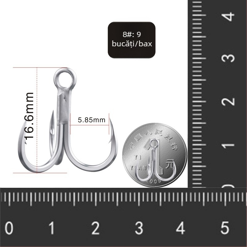 Cârlig de ancoră pentru pescuit maritim BKK, model 6071-4X-HG, cu trei cârlige, întărire de patru ori, anticoroziv