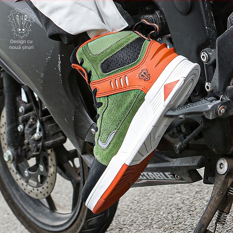 Pantofi motocicletă din piele naturală, unisex, impermeabili, antiderapante, rezistenți la abraziune, absorbție a șocurilor, perforație rezistentă