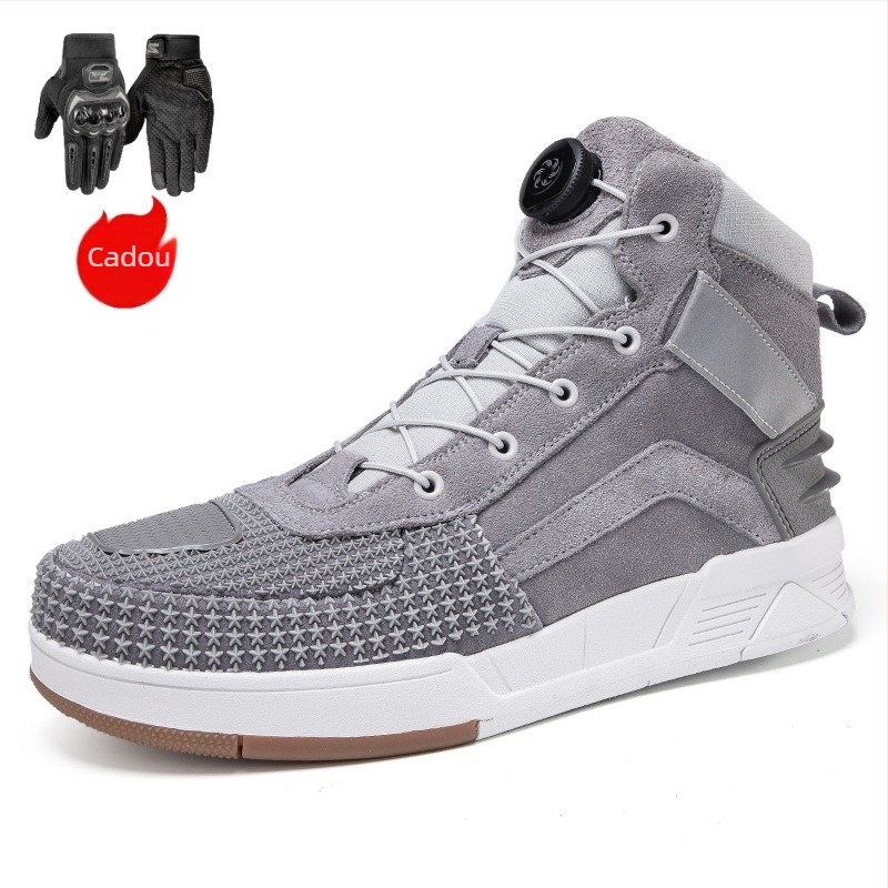 Pantofi motocicletă din piele naturală, unisex, impermeabili, antiderapante, rezistenți la abraziune, absorbție a șocurilor, perforație rezistentă