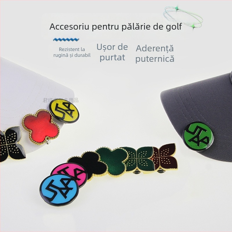 Clip pentru șapcă de golf cu marker magnetic pentru minge, aliaj de zinc magnet, design detașabil cu trifoi cu patru foi, etichetă privată personalizabilă