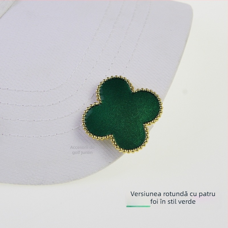Clip pentru șapcă de golf cu marker magnetic pentru minge, aliaj de zinc magnet, design detașabil cu trifoi cu patru foi, etichetă privată personalizabilă