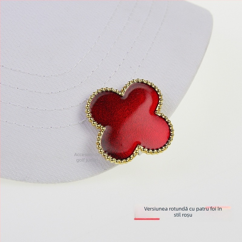 Clip pentru șapcă de golf cu marker magnetic pentru minge, aliaj de zinc magnet, design detașabil cu trifoi cu patru foi, etichetă privată personalizabilă
