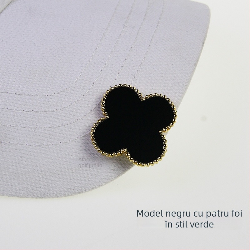 Clip pentru șapcă de golf cu marker magnetic pentru minge, aliaj de zinc magnet, design detașabil cu trifoi cu patru foi, etichetă privată personalizabilă