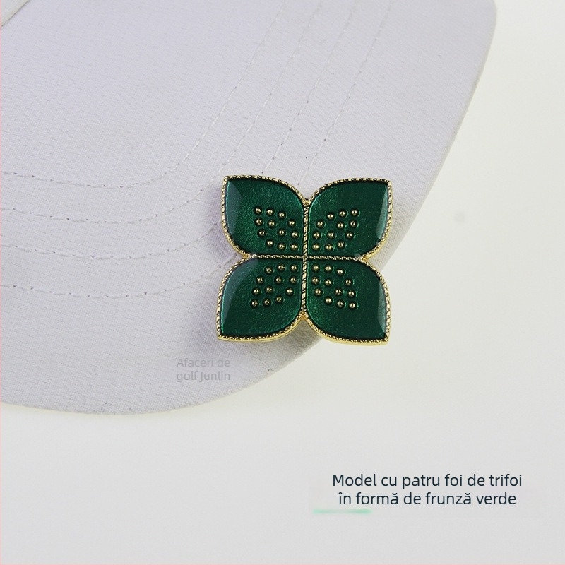 Clip pentru șapcă de golf cu marker magnetic pentru minge, aliaj de zinc magnet, design detașabil cu trifoi cu patru foi, etichetă privată personalizabilă