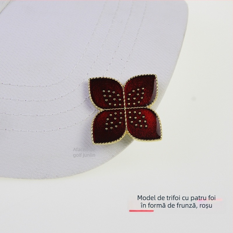 Clip pentru șapcă de golf cu marker magnetic pentru minge, aliaj de zinc magnet, design detașabil cu trifoi cu patru foi, etichetă privată personalizabilă