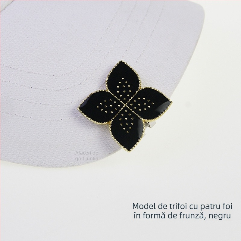 Clip pentru șapcă de golf cu marker magnetic pentru minge, aliaj de zinc magnet, design detașabil cu trifoi cu patru foi, etichetă privată personalizabilă