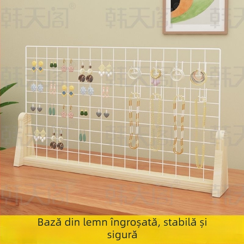 Raft de afișaj pentru bijuterii, de masă, din lemn, rezistent la praf, stil pastoral, pentru bijuterii