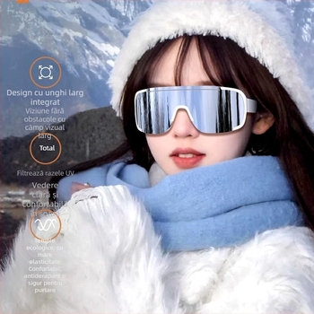 Ochelari de ski pentru zăpadă montană – Protecție împotriva vântului, Protecție UV, Protecție împotriva prafului, Material PC, Strat unic