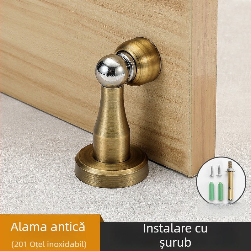 Stopper de ușă Yi Jia MX-109, aliaj de zinc, suprafață electroplacată, montaj pe perete, acționare manuală, stil modern minimalist
