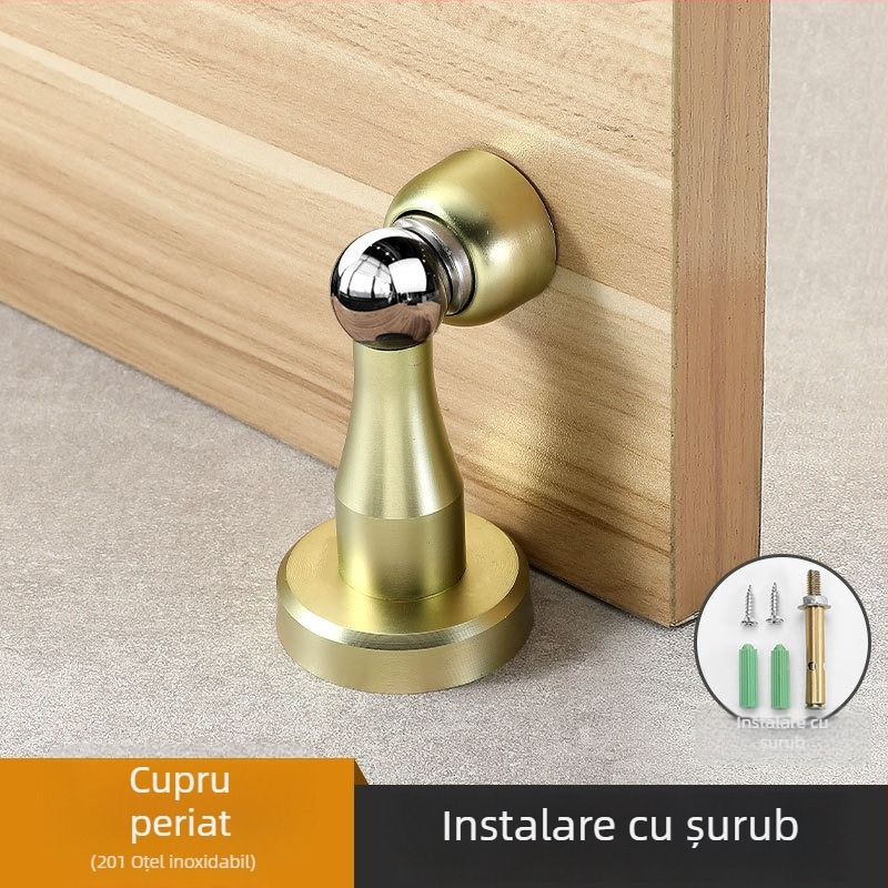 Stopper de ușă Yi Jia MX-109, aliaj de zinc, suprafață electroplacată, montaj pe perete, acționare manuală, stil modern minimalist