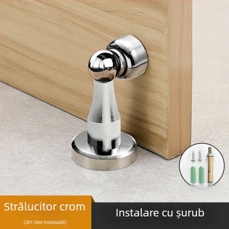 Stopper de ușă Yi Jia MX-109, aliaj de zinc, suprafață electroplacată, montaj pe perete, acționare manuală, stil modern minimalist