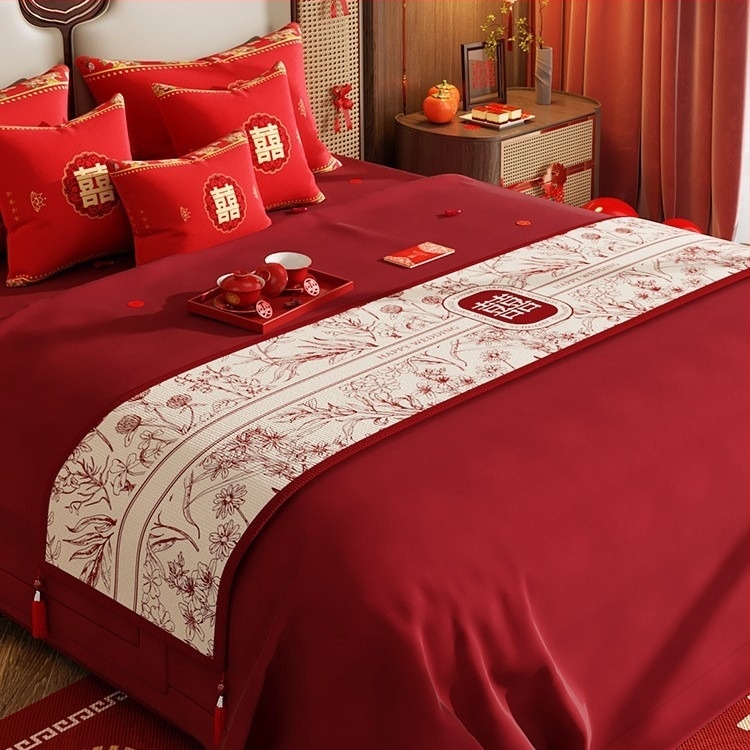 Steag de pat de nuntă, stil chinezesc, model festiv, decor pentru cameră de hotel, produs nr. 749053217785
