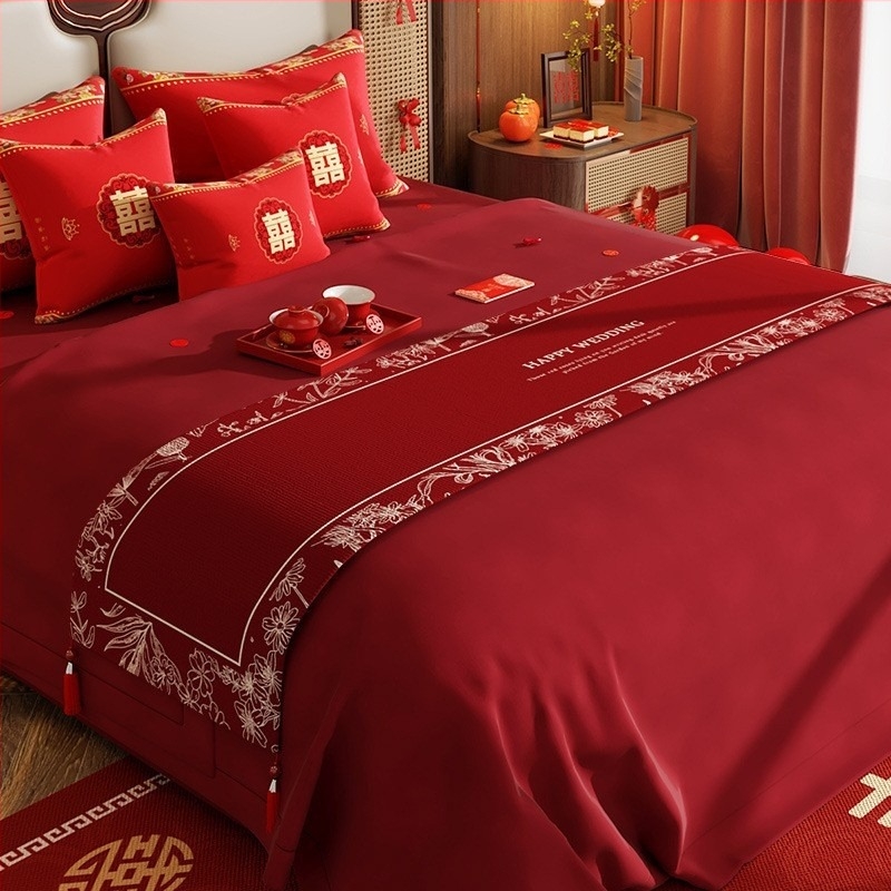 Steag de pat de nuntă, stil chinezesc, model festiv, decor pentru cameră de hotel, produs nr. 749053217785
