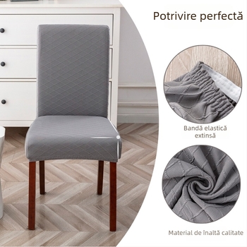 Husă pentru scaun din poliester, formă dreptunghiulară, stil lux ușor, model uni pătrat